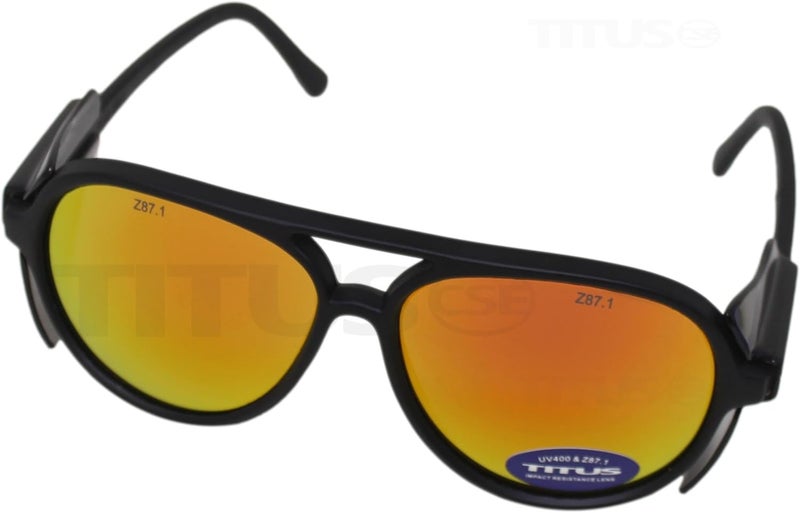 Titus G35 Retro Aviator Z87 Sunglasses Eye Protection w/Side Shield Motorcycle Shooting DOT ANSI CE Approved Safety Glasses - Image 3